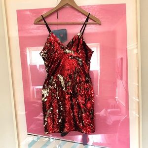 FOREVER21 SEQUINS RED AND GOLD DRESS SIZE SMALL